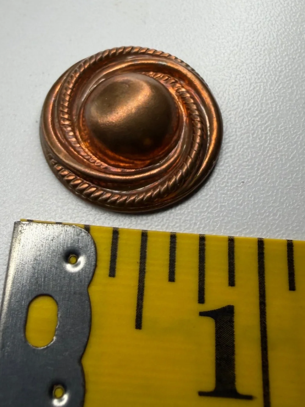Vintage Round Swirl Medallion Copper Metal Ormolu Ornamental Hardware ¾